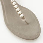 Chanel Velour CC Logo Pearl Strap Sandals Gray Ju 36 1 2C — view 5