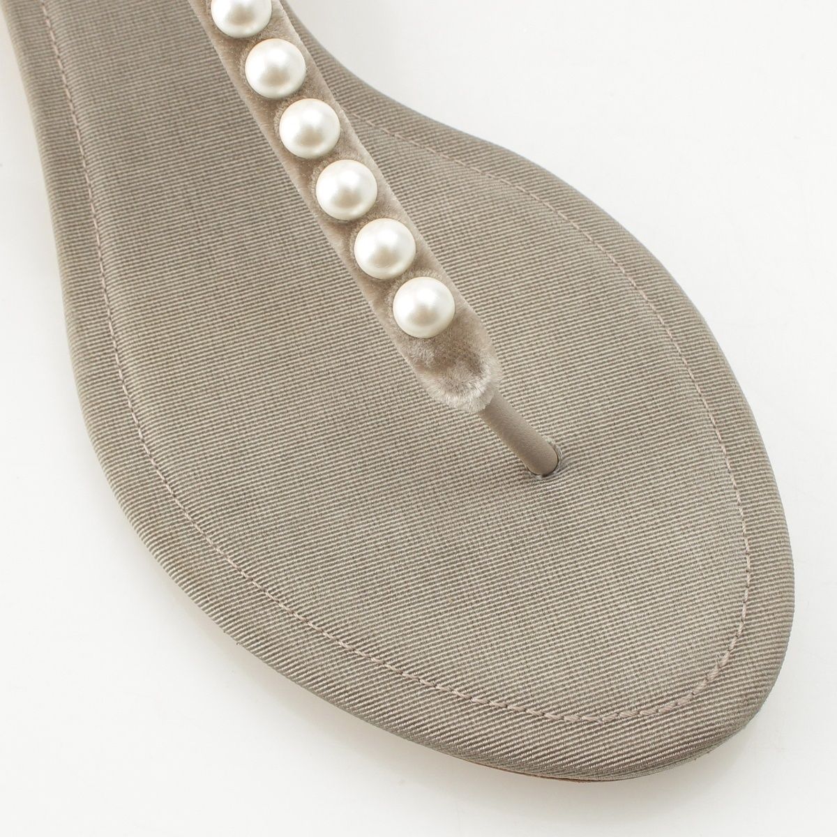 Chanel Velour CC Logo Pearl Strap Sandals Gray Ju 36 1 2C — view 5