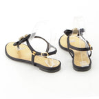 Chanel Pearl CC Logo Ribbon Sandals Black Gold 36 1 2C — view 4