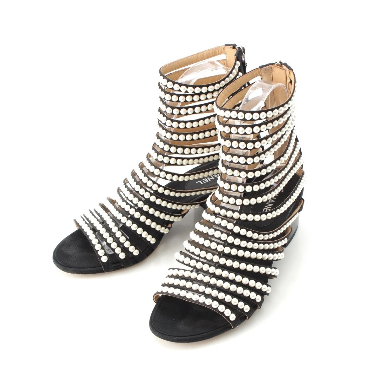 Chanel Pearl Metiers D'art Sandals Boots Black 36 1 2C