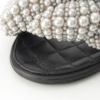 Chanel Pearl CC Logo Heels Gladiator Sandals Black — view 8