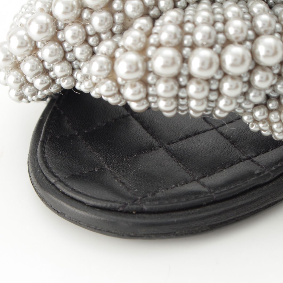 Chanel Pearl CC Logo Heels Gladiator Sandals Black — view 8