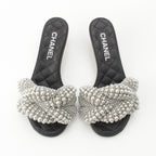 Chanel Pearl CC Logo Heels Gladiator Sandals Black — view 2