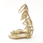Chanel Leather CC Logo Gripoix Gladiator Sandals Gold — view 3
