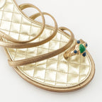 Chanel Leather CC Logo Gripoix Gladiator Sandals Gold — view 7