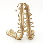 Chanel Leather CC Logo Gripoix Gladiator Sandals Gold — view 4