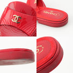 Chanel 18c Patent CC Logo Sandals Red — view 9