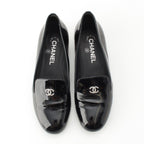 Chanel Pearl Patent Leather CC Logo Loafers Black — view 2