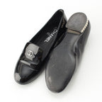 Chanel Pearl Patent Leather CC Logo Loafers Black — view 5