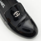 Chanel Pearl Patent Leather CC Logo Loafers Black — view 6
