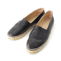 Chanel Leather CC Logo Espadrille Slip on Black