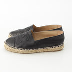 Chanel Leather CC Logo Espadrille Slip on Black — view 3