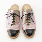 Chanel Leather CC Logo Oxford Mules Pink Black — view 2
