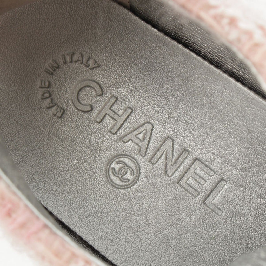 Chanel Tweed CC Logo Sneakers Pink Silver — view 7