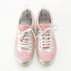 Chanel Tweed CC Logo Sneakers Pink Silver — view 2