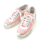 Chanel Tweed CC Logo Sneakers Pink Silver