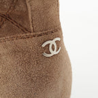 Chanel Suede CC Logo Quilted Long Boots Brown — view 7