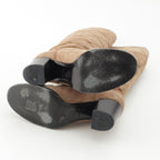 Chanel Suede CC Logo Quilted Long Boots Brown — view 5