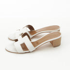 Hermes Oasis Leather Motif Sandals White — view 3