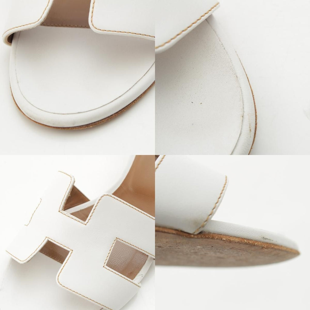 Hermes Oasis Leather Motif Sandals White — view 8