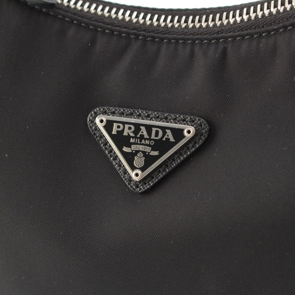 Prada Re Edition Nylon Leather Tessuto Shoulder Bag Black — view 8