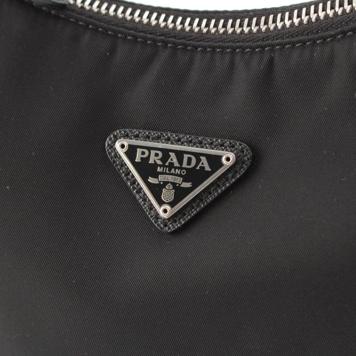 Prada Re Edition Nylon Leather Tessuto Shoulder Bag Black — view 8