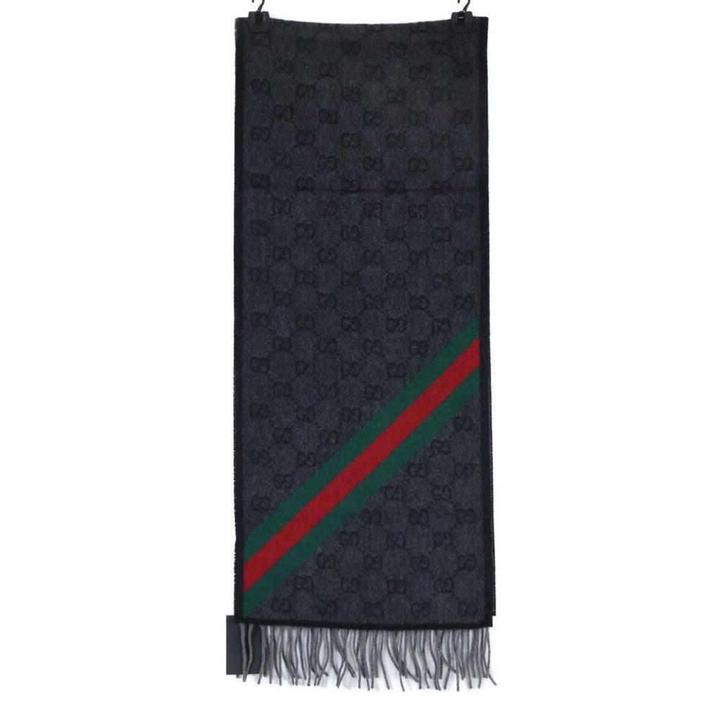 Gucci GG Pattern Sherry Line Wool Fringe Scarf — view 2