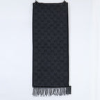Gucci GG Pattern Sherry Line Wool Fringe Scarf — view 3