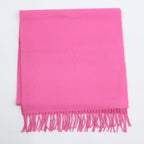 Hermes Logo Embroidery Cashmere Fringe Scarf
