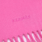 Hermes Logo Embroidery Cashmere Fringe Scarf — view 4
