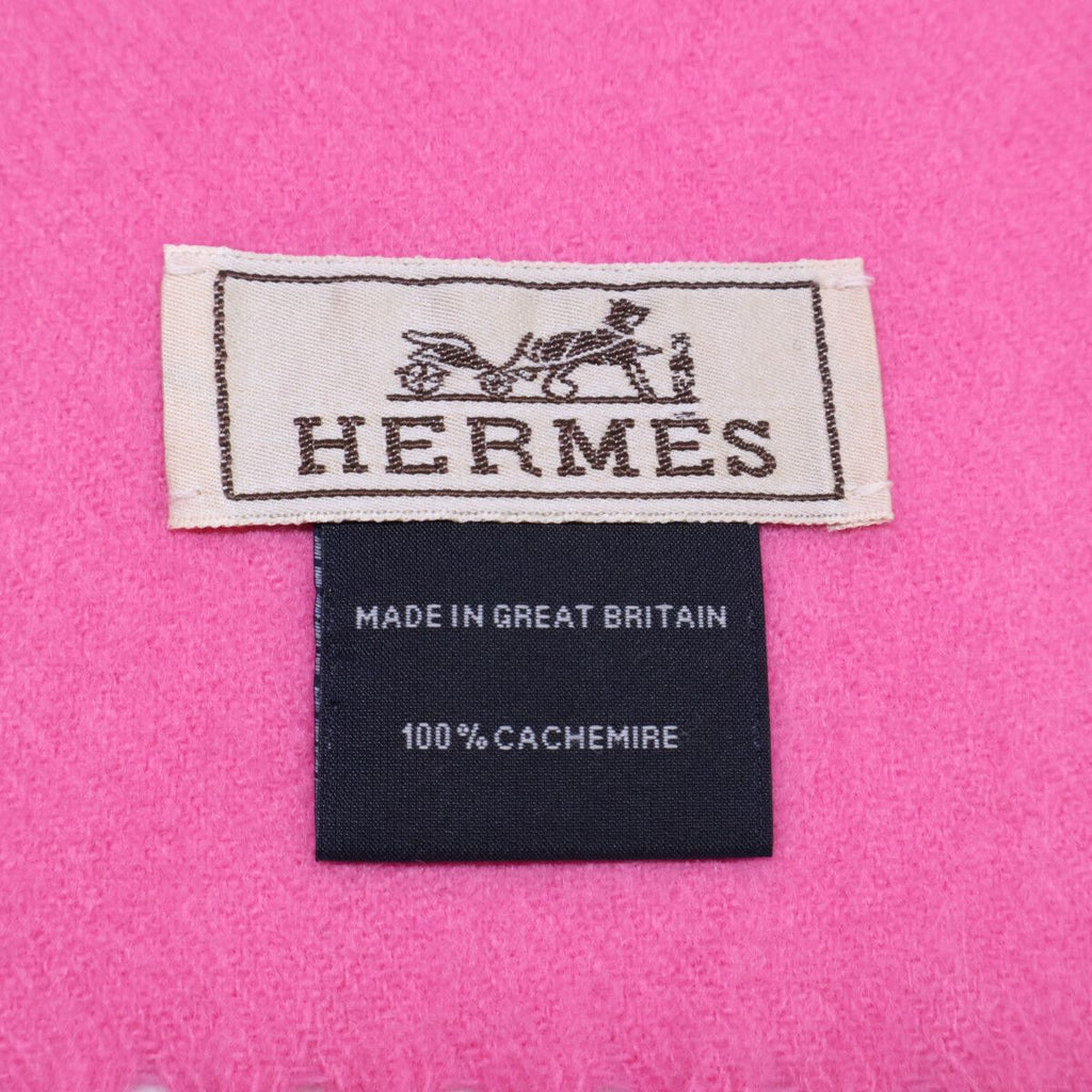 Hermes Logo Embroidery Cashmere Fringe Scarf — view 5