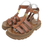 Celine Leather Trio Gladiator Sandals Shoes Brown