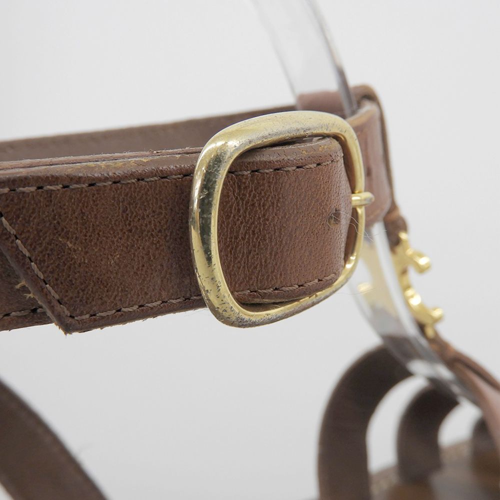 Celine Leather Trio Gladiator Sandals Shoes Brown — view 4