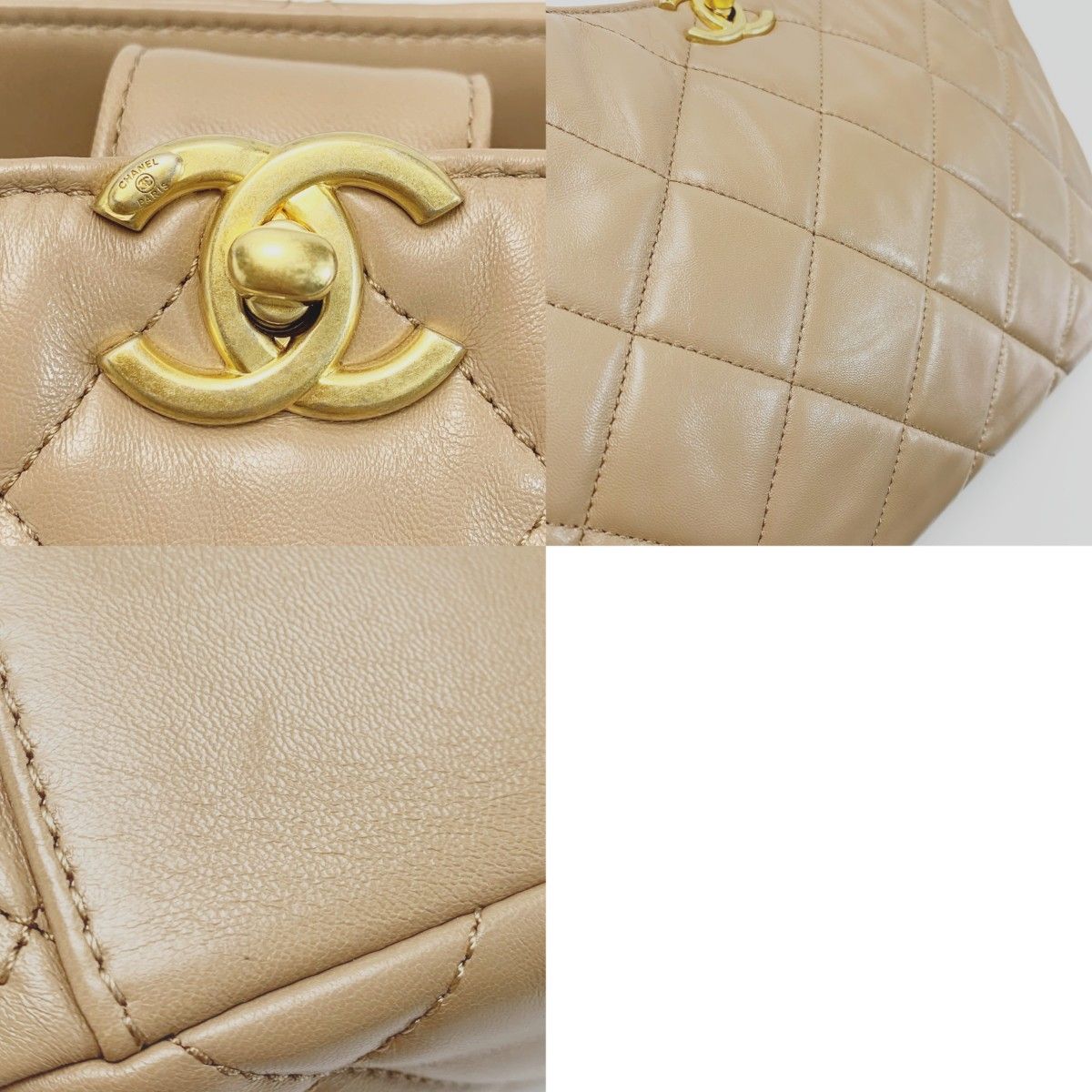 Chanel Lambskin Shoulder Bag Beige Gold — view 7