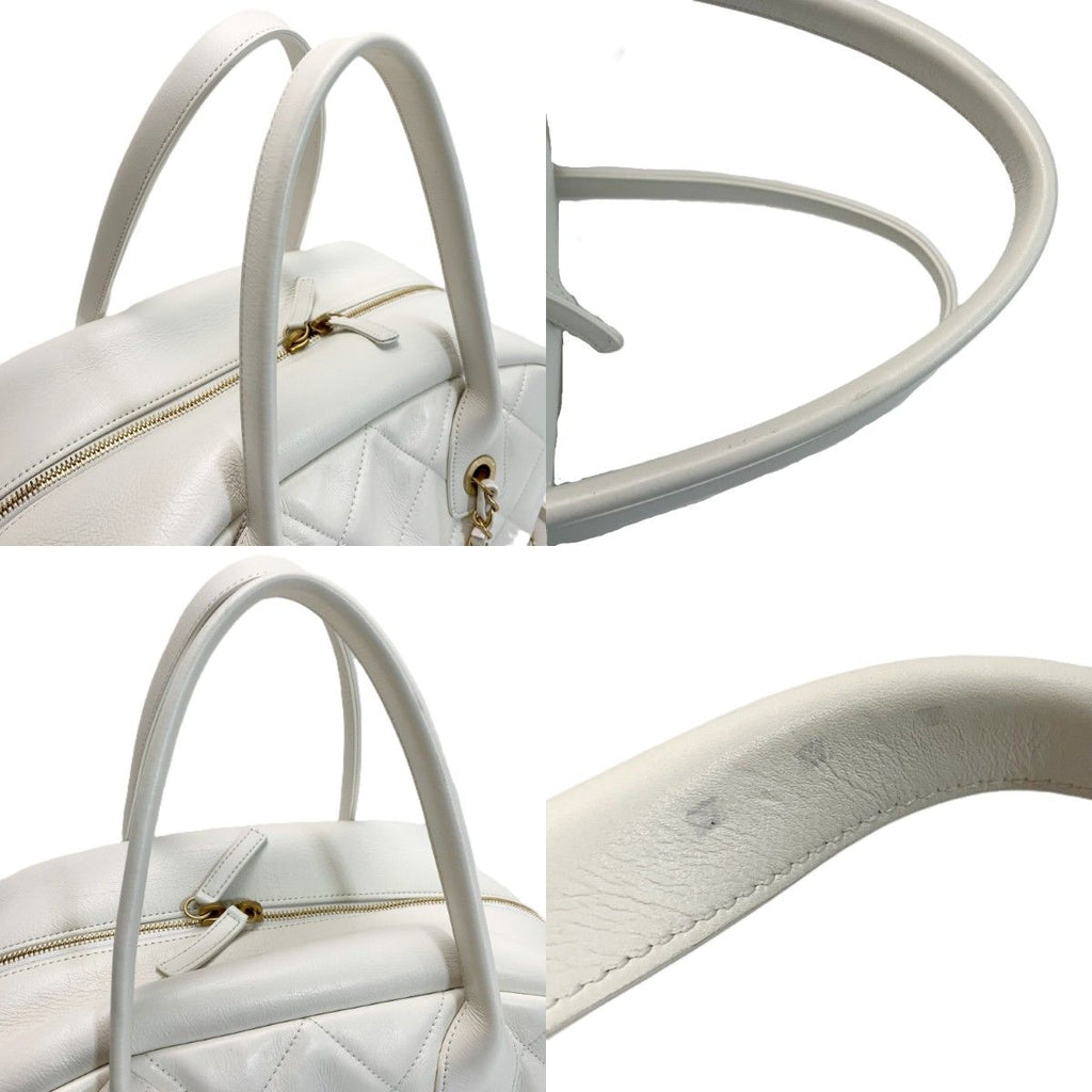 Chanel Quilted Top Handle Lambskin White 2-Way Handbag — view 4