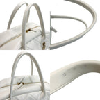 Chanel Quilted Top Handle Lambskin White 2-Way Handbag — view 4
