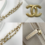 Chanel Quilted Top Handle Lambskin White 2-Way Handbag — view 6