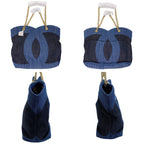Chanel CC Logo Indigo Denim Chain Tote — view 3