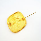 Chanel Brooch Vintage Quilted Diamond Gold Plated — view 7