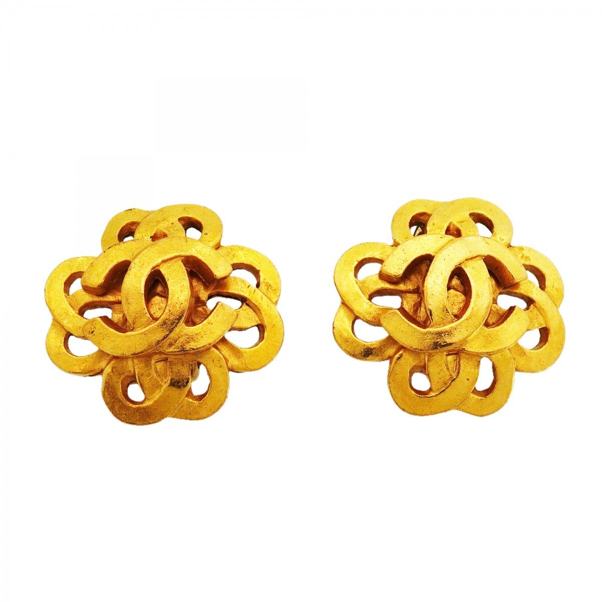 Chanel Earrings Vintage CC Logo Gold Plated