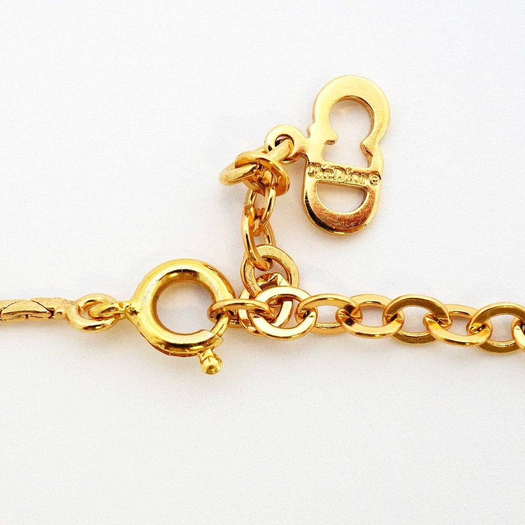 Dior Necklace Gold Plated Faux Pearl Rhinestone — view 4