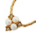 Dior Necklace Gold Plated Faux Pearl Rhinestone