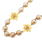 Chanel Necklace Vintage CC Logo Gold Plated Faux Pearl