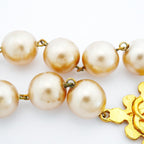 Chanel Necklace Vintage CC Logo Gold Plated Faux Pearl — view 8