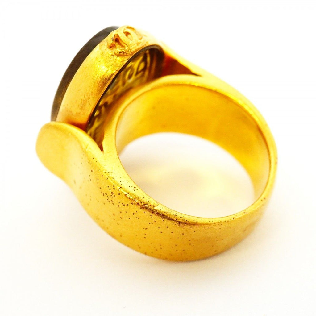 Chanel Ring Vintage CC Logo Gold Plated Gripoix — view 7