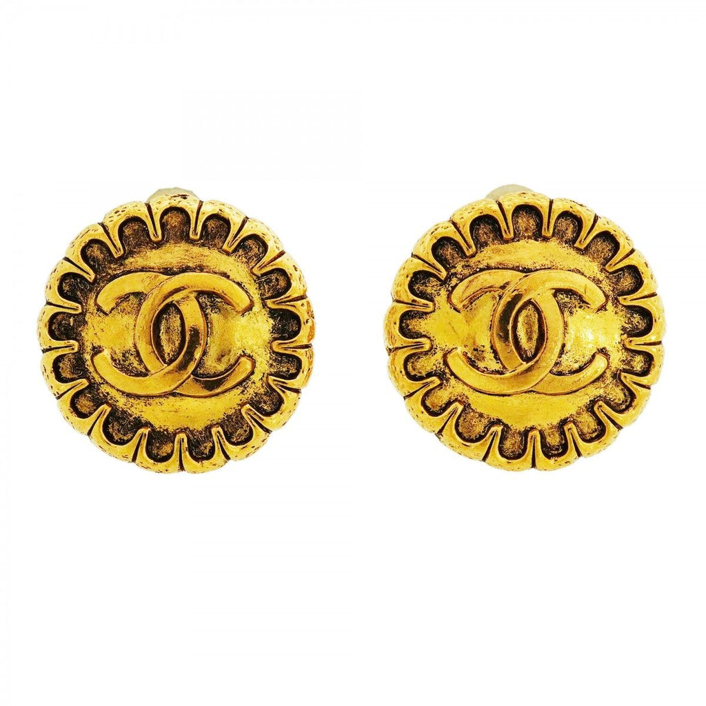Chanel Earrings Vintage CC Logo Round