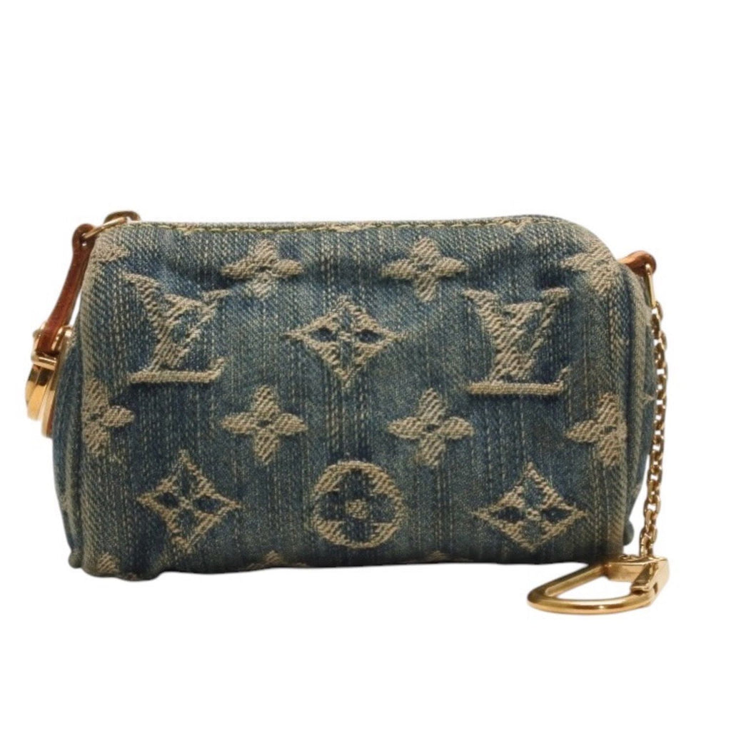 Louis Vuitton Monogram Denim Mini Trousse Speedy PM Strap Blue Handbag