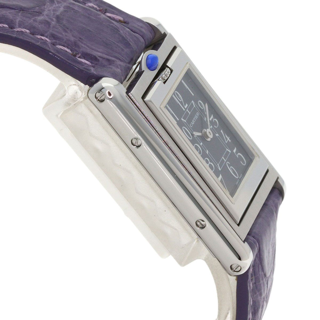 Cartier Tank Basculant Watch SS Leather — view 7
