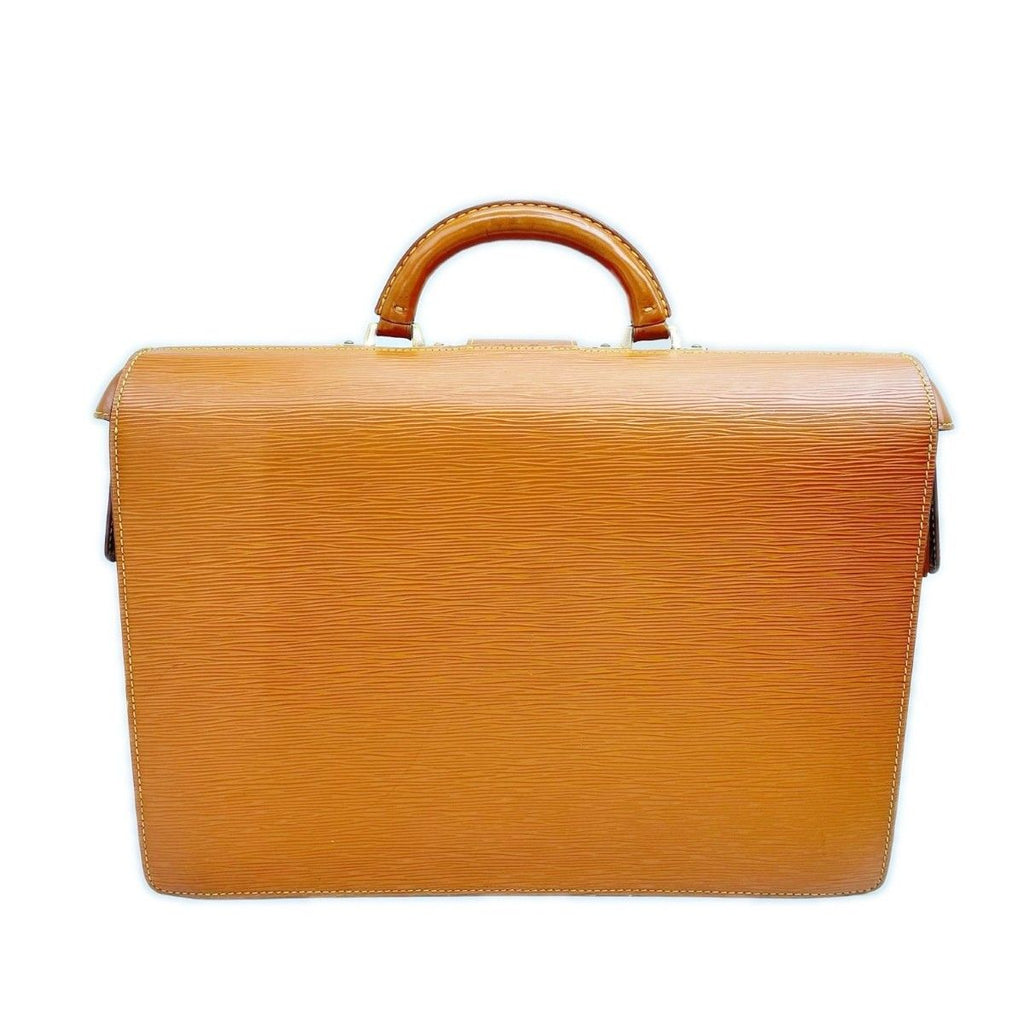 Louis Vuitton Business Bag Epi Serviette Fermoir with Key Solid Brown — view 2
