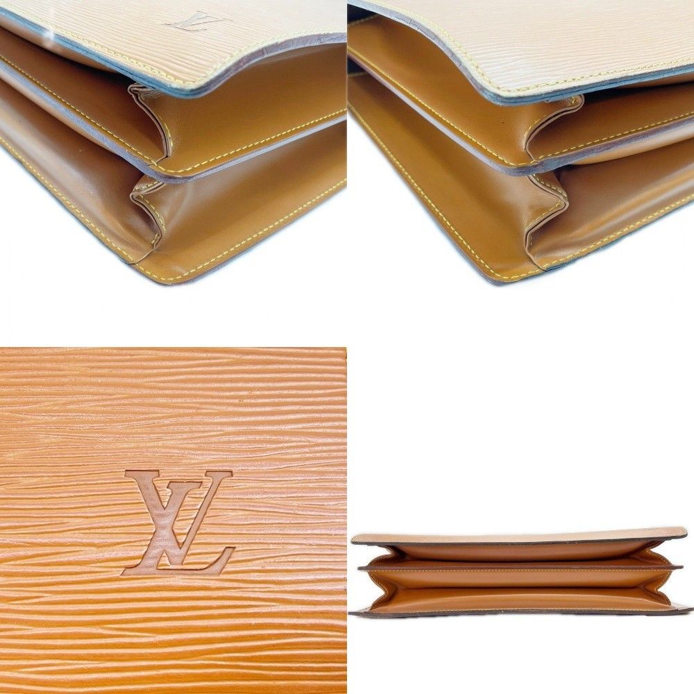 Louis Vuitton Business Bag Epi Serviette Fermoir with Key Solid Brown — view 4